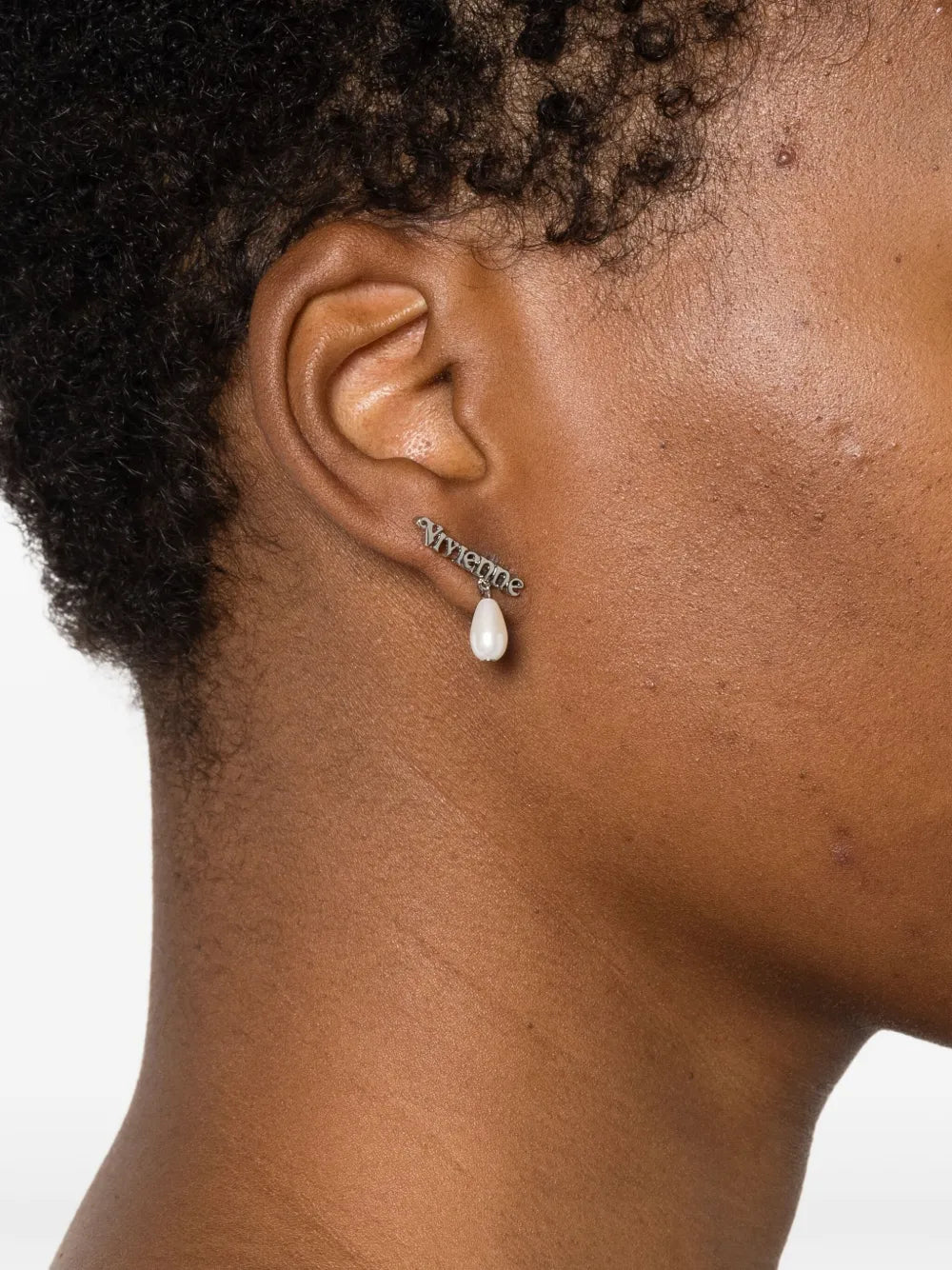 pearl embellished drop earrings