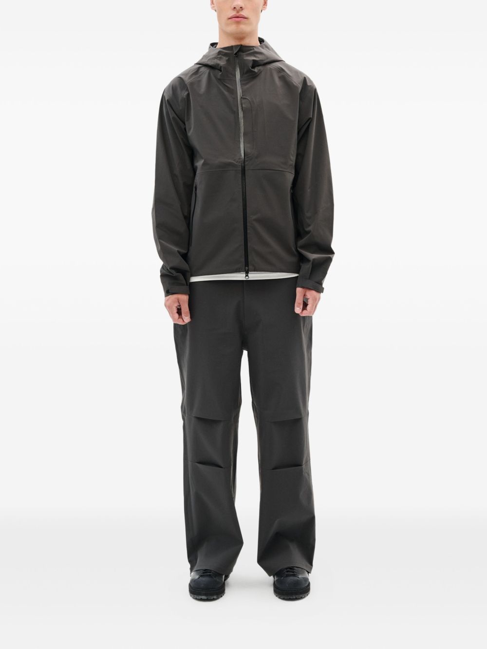 hooded zip-front jacket