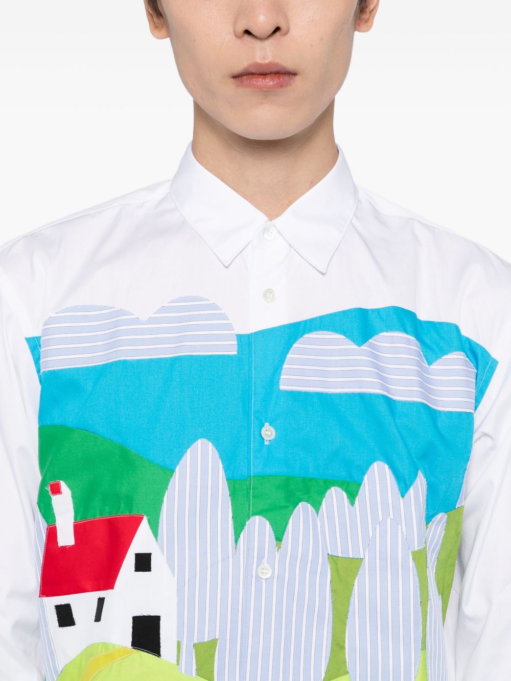 graphic-appliqué shirt