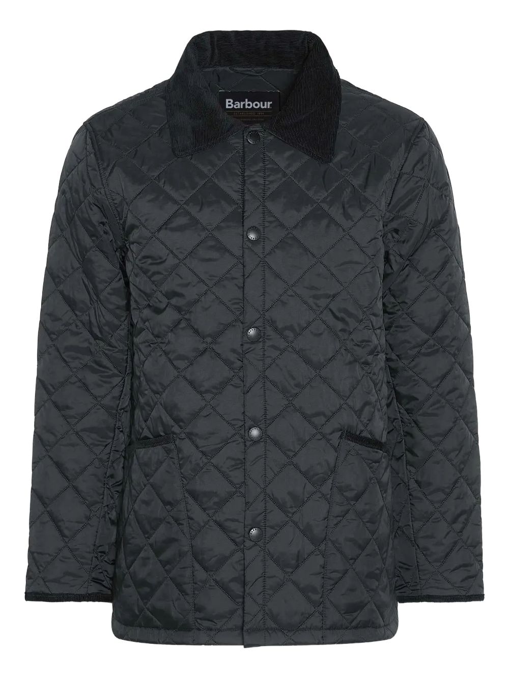 diamond-quilted corduroy-collar jacket