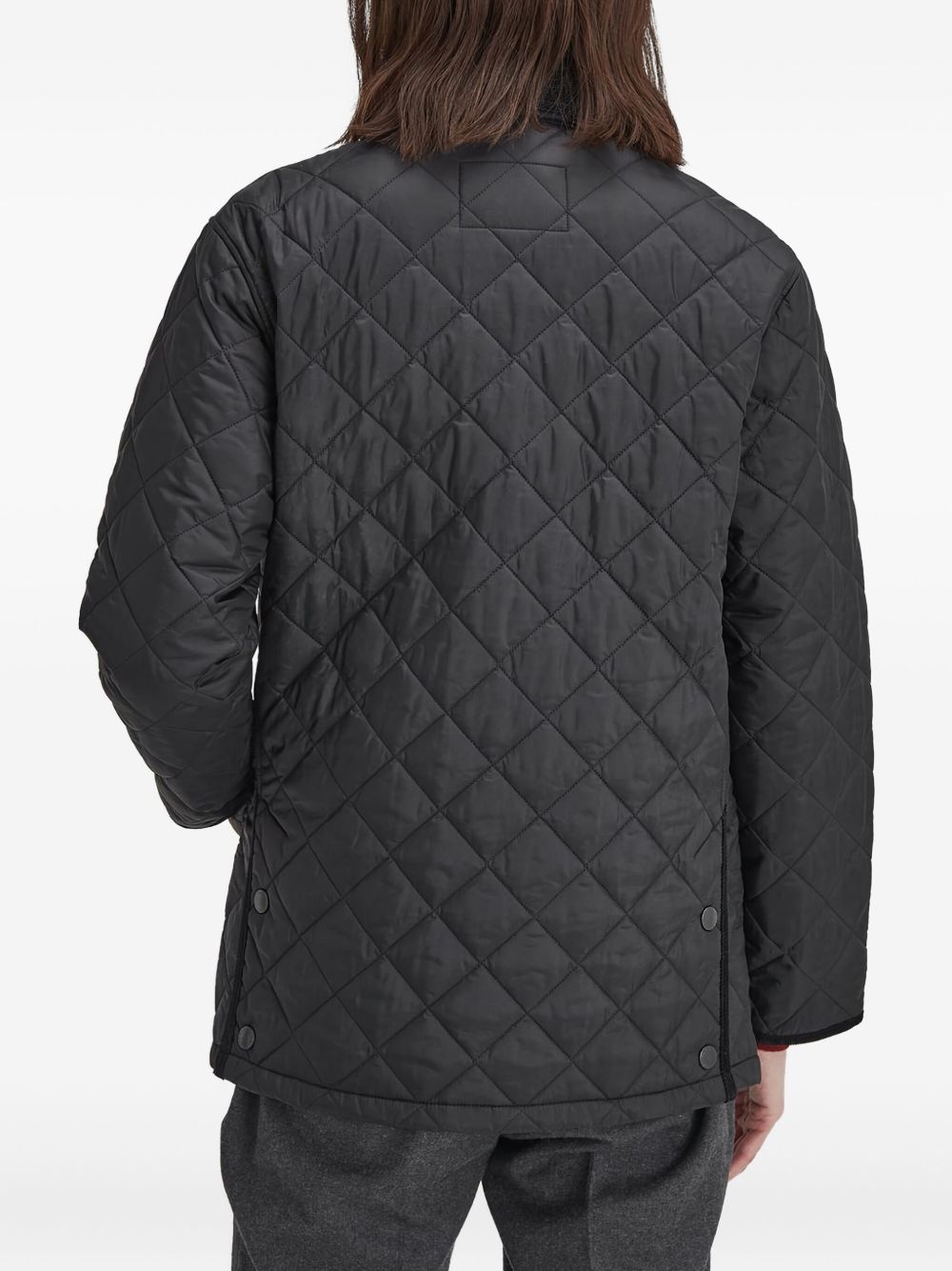 diamond-quilted corduroy-collar jacket