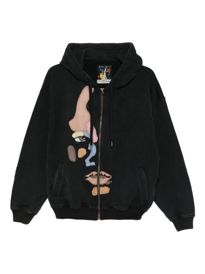 Appliqué Detail Zip-up Hoodie