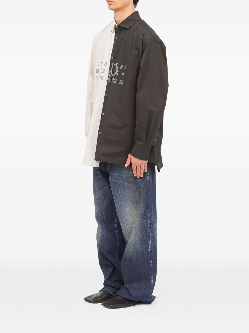 two-tone long-sleeved shirt