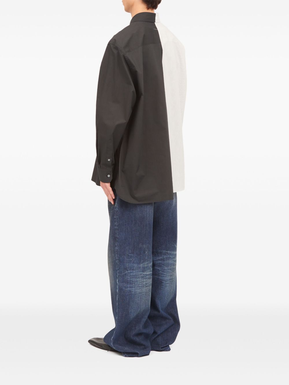 two-tone long-sleeved shirt