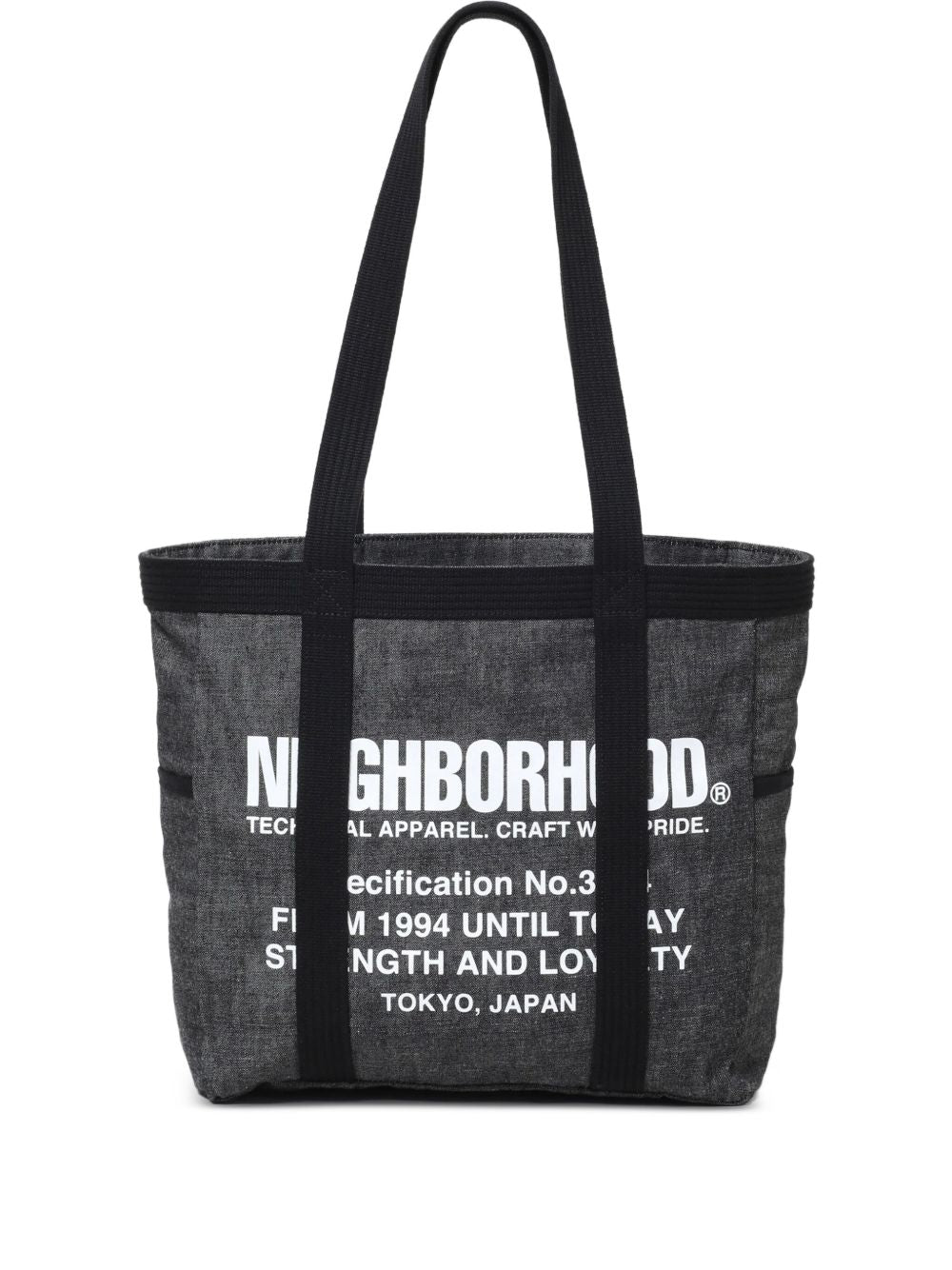 logo-print denim tote bag