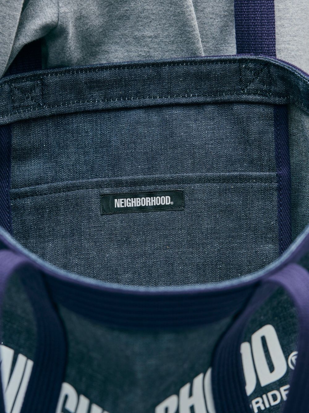 logo-print denim tote bag