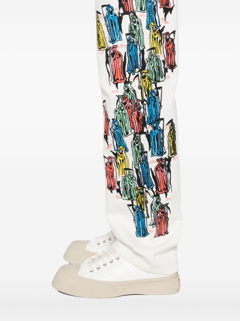 graphic-print jeans