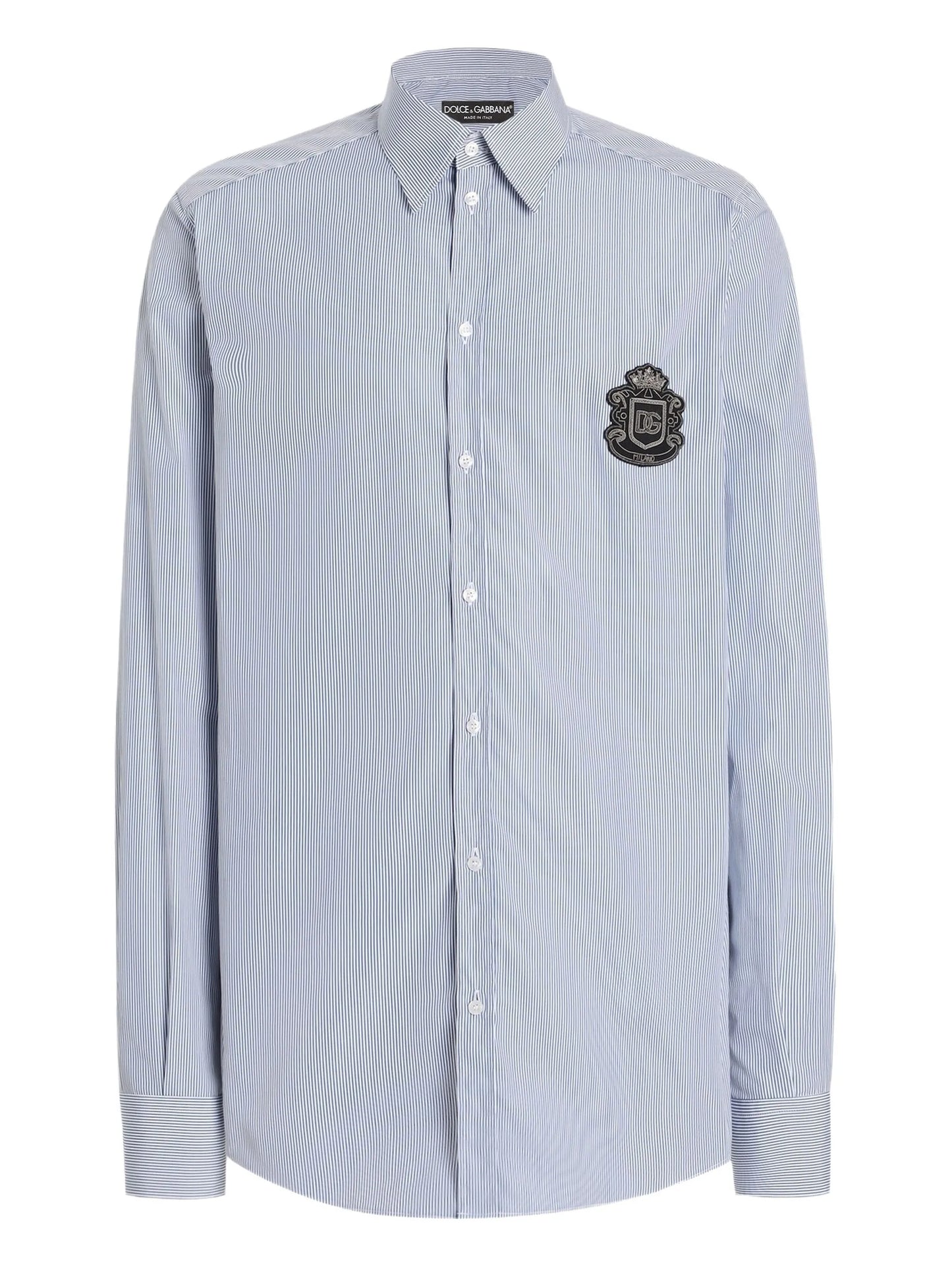 Striped-Pattern Crest-Appliqué Shirt