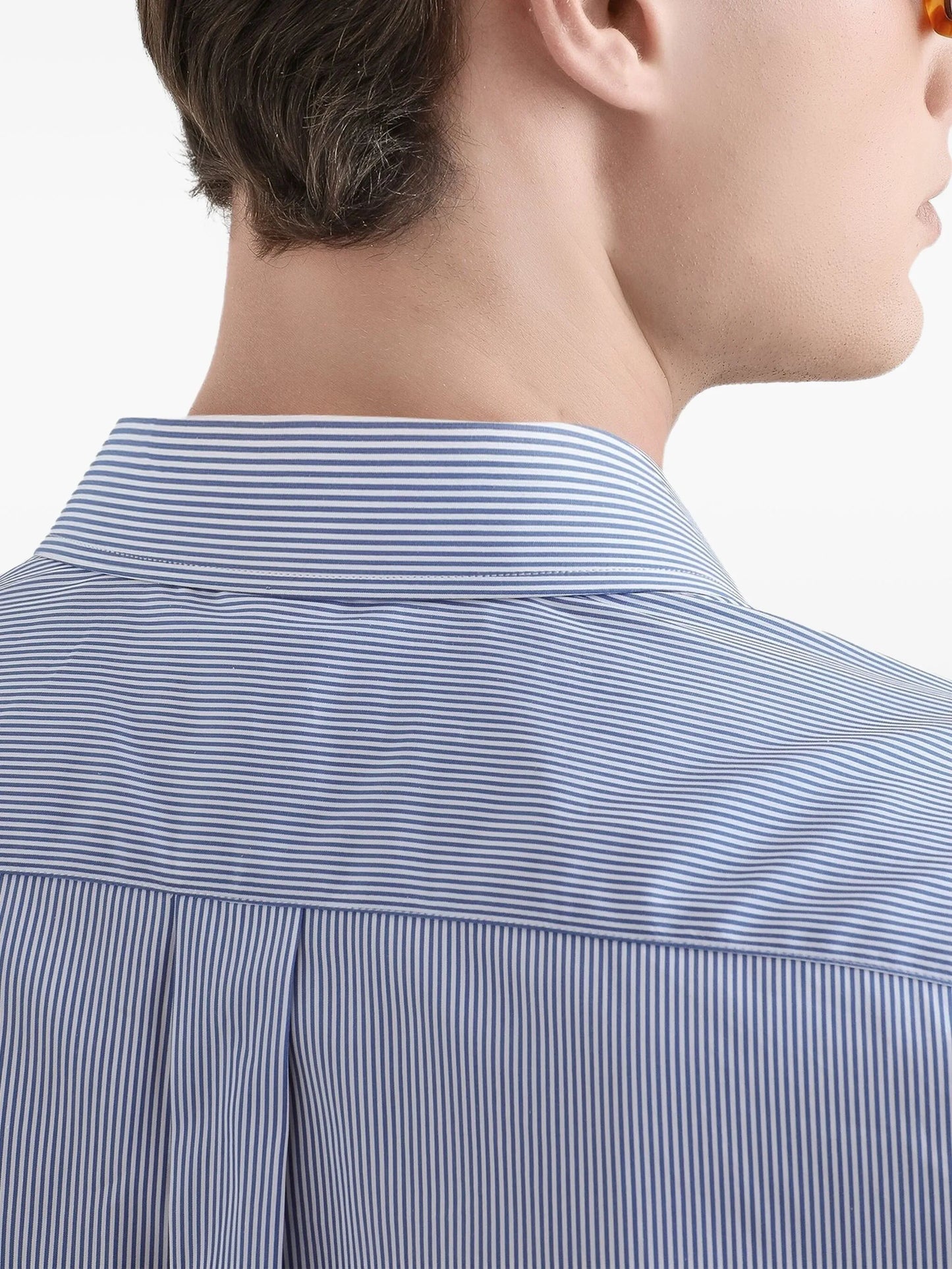 Striped-Pattern Crest-Appliqué Shirt