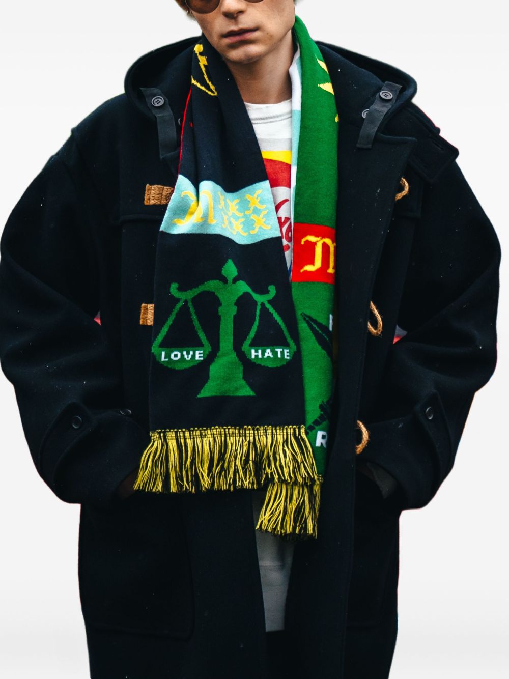 fringe graphic scarf