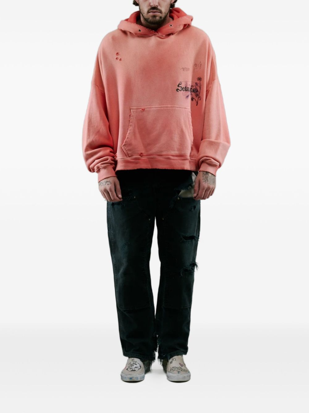 distressed graphic hoodie