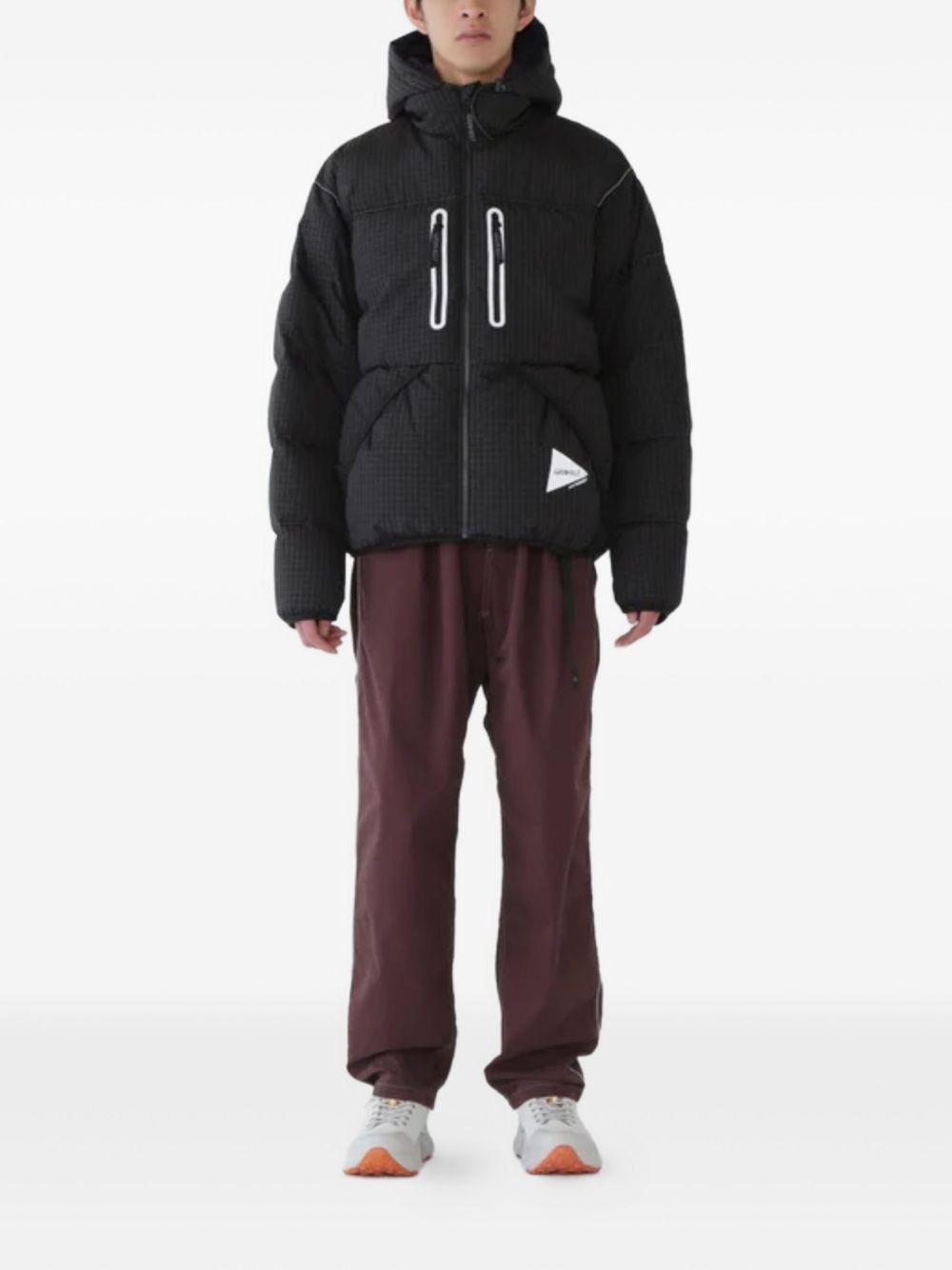 hooded checked jacket