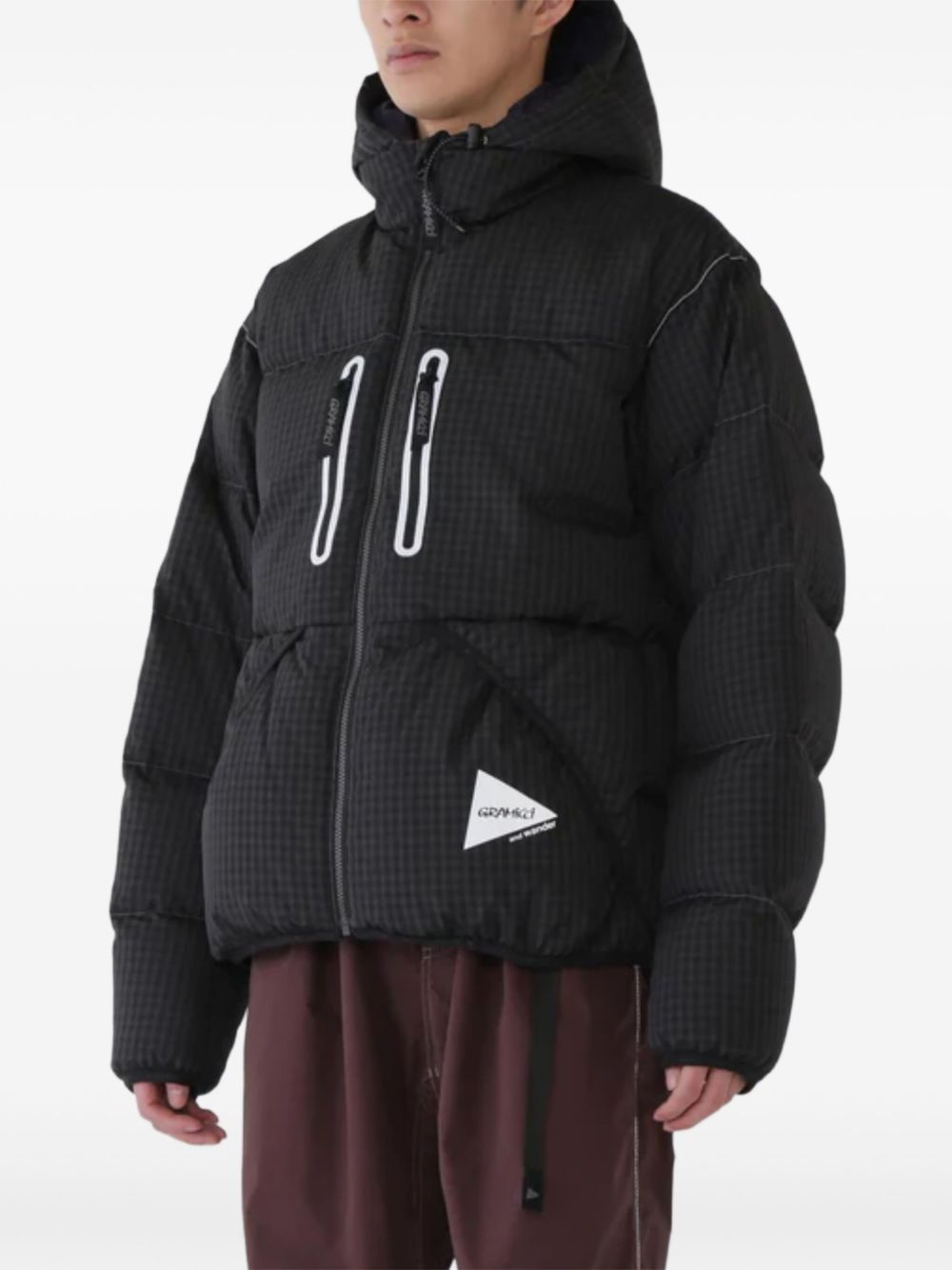 hooded checked jacket