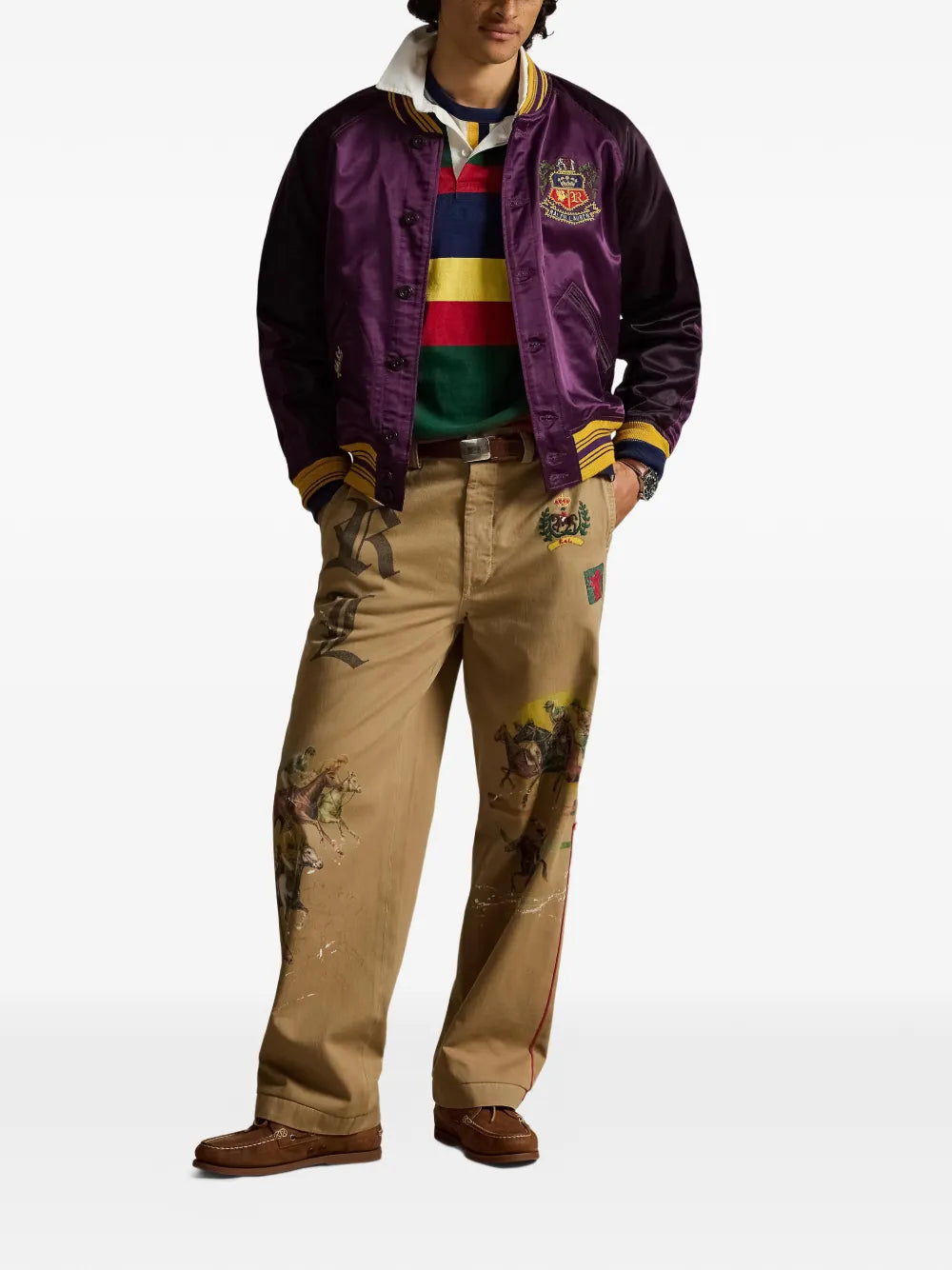 embroidered printed trousers