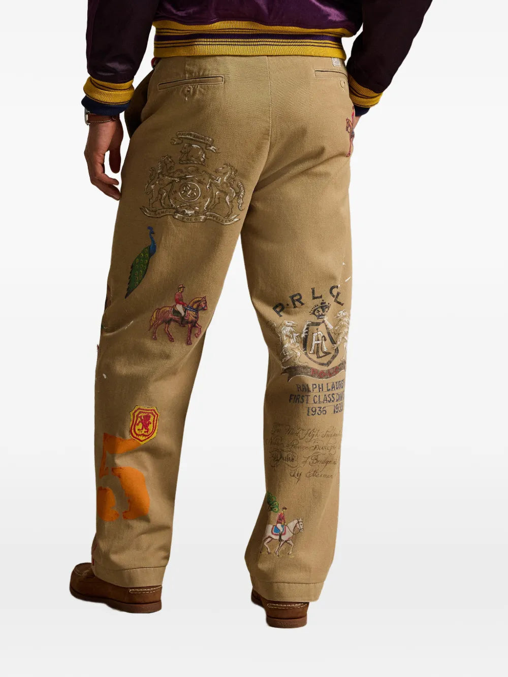embroidered printed trousers