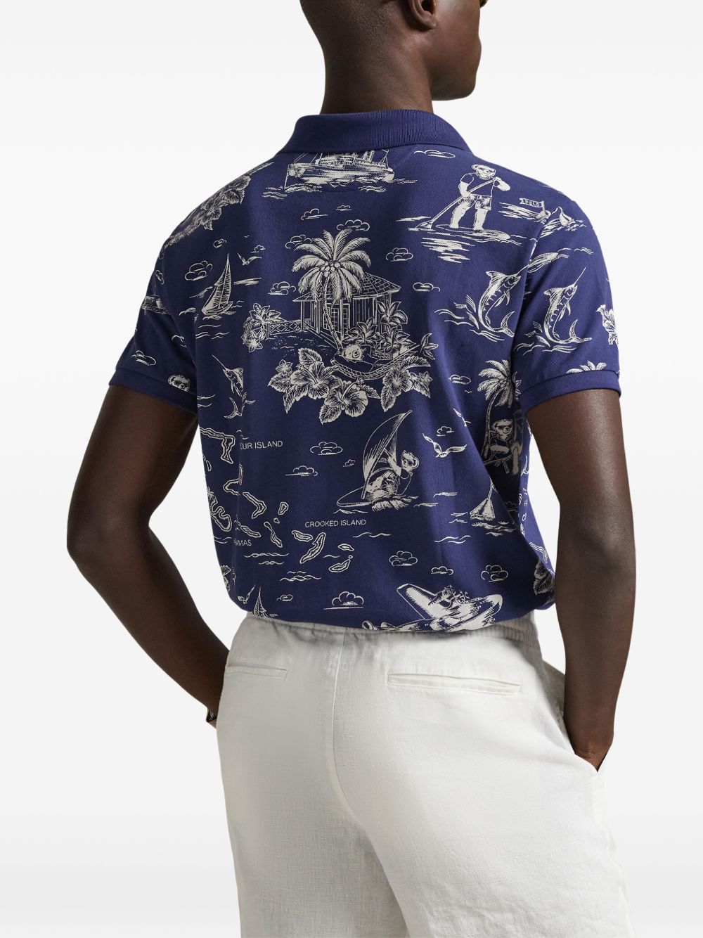 printed short-sleeve polo shirt