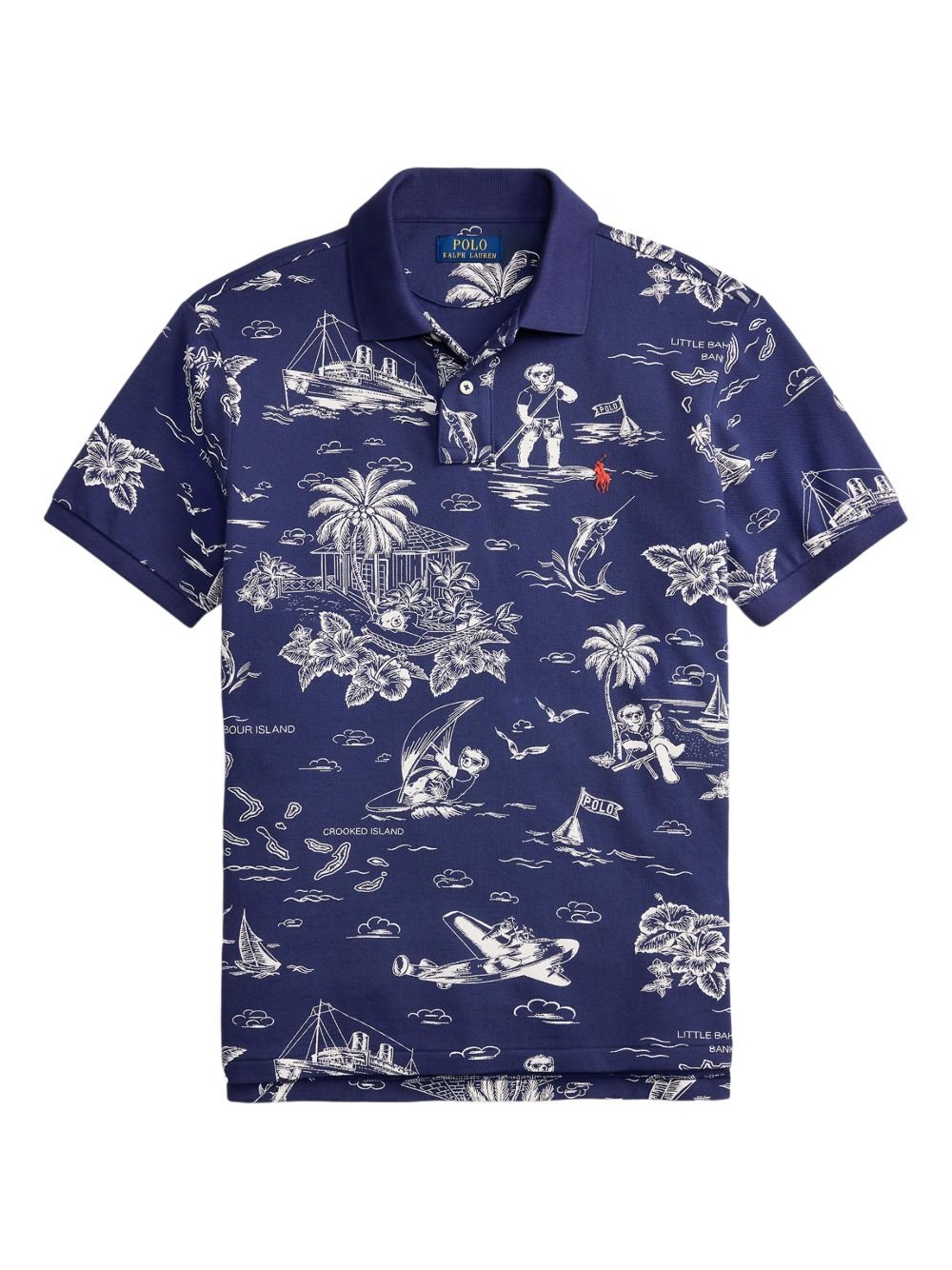 printed short-sleeve polo shirt