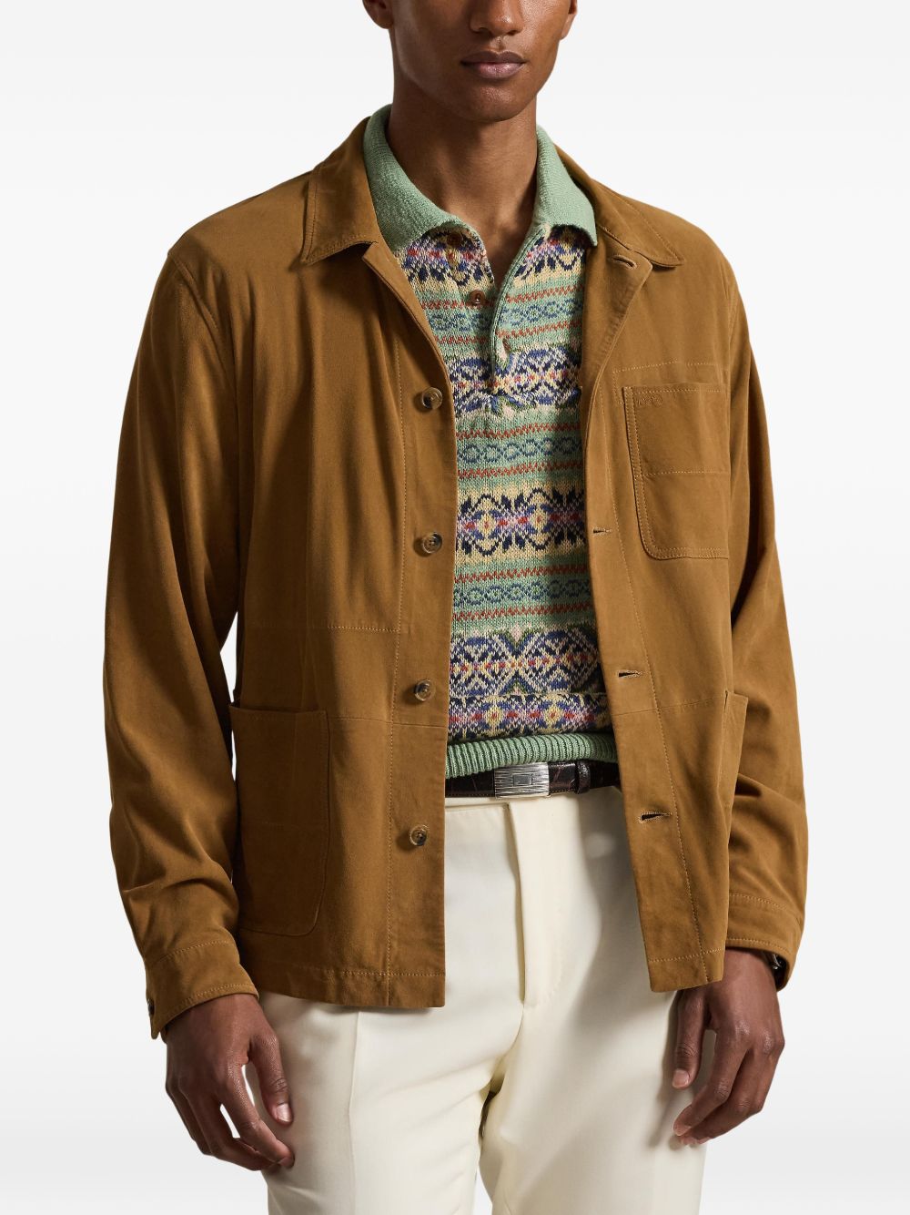 buttoned suede jacket
