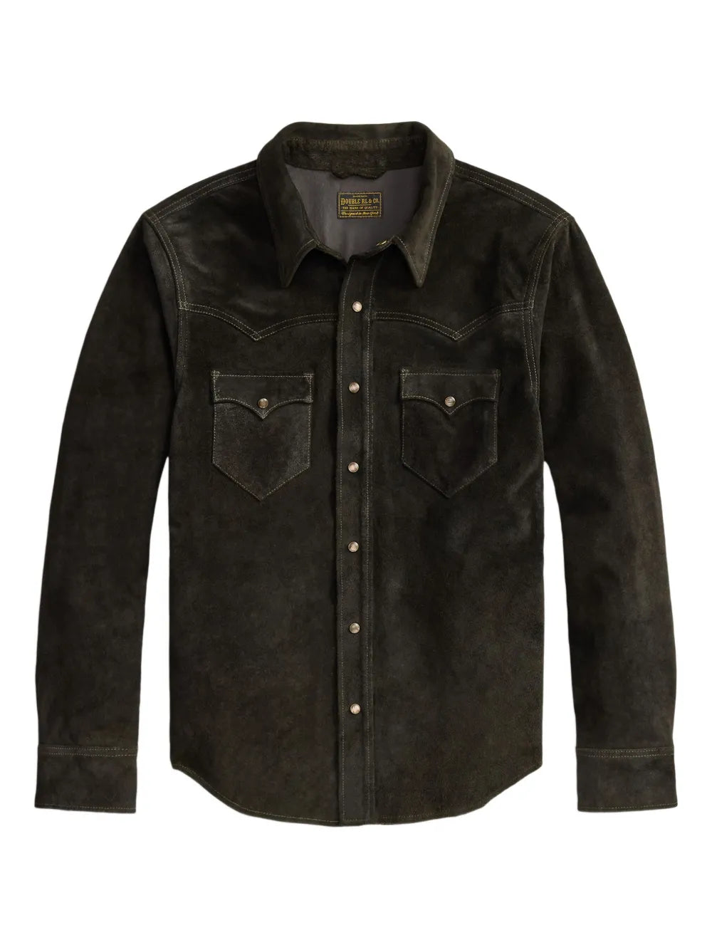 press-stud leather overshirt