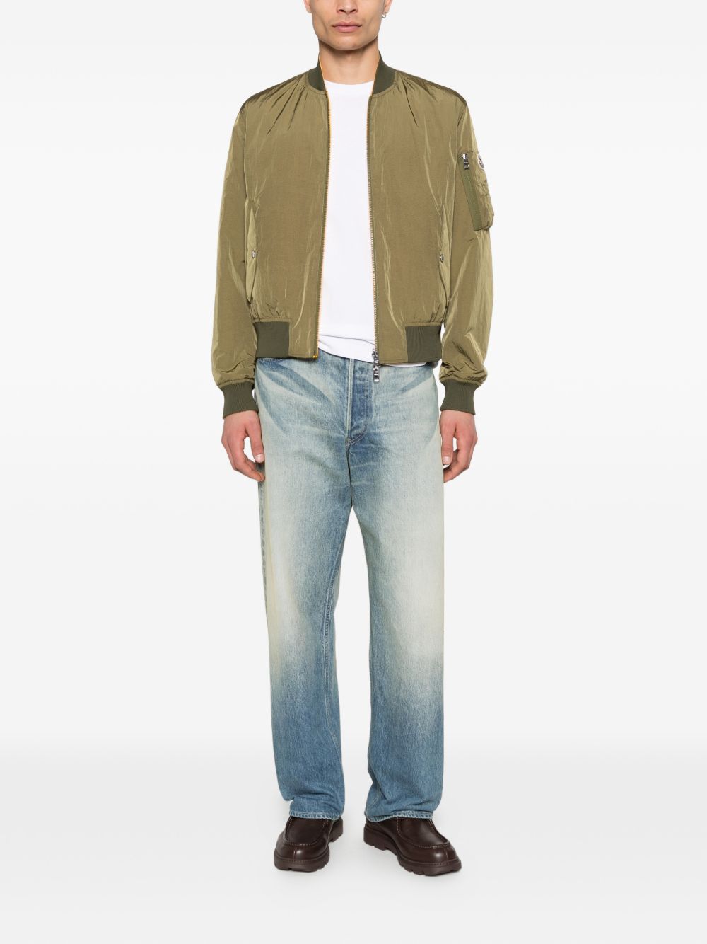 reversible logo-patch bomber jacket