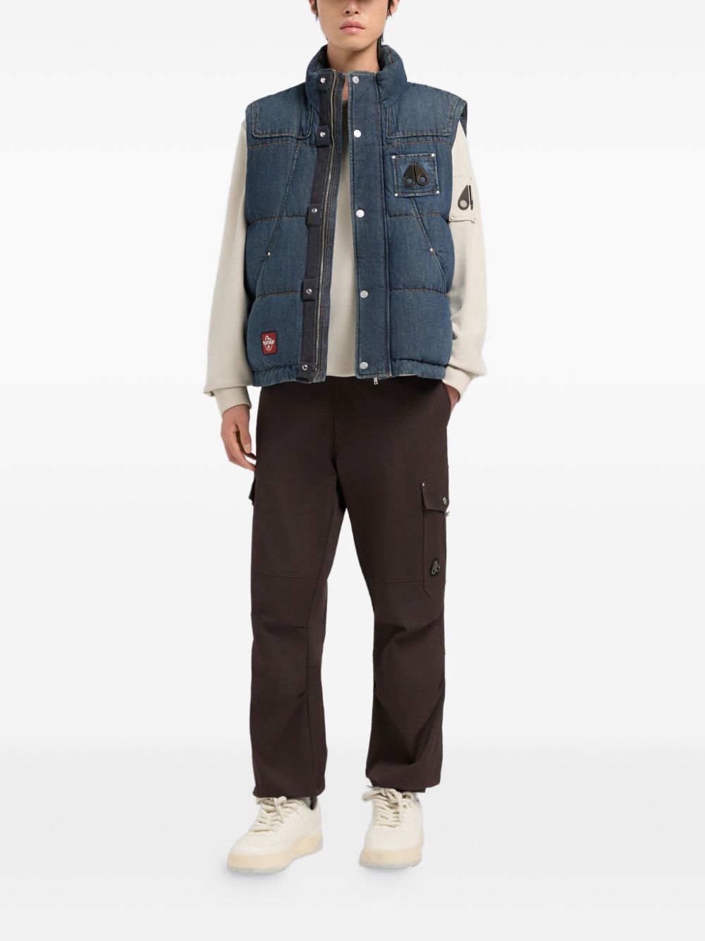 x Evisu padded logo-patch vest