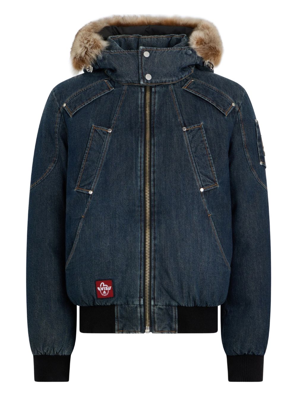 x Evisu textured-trim hooded jacket