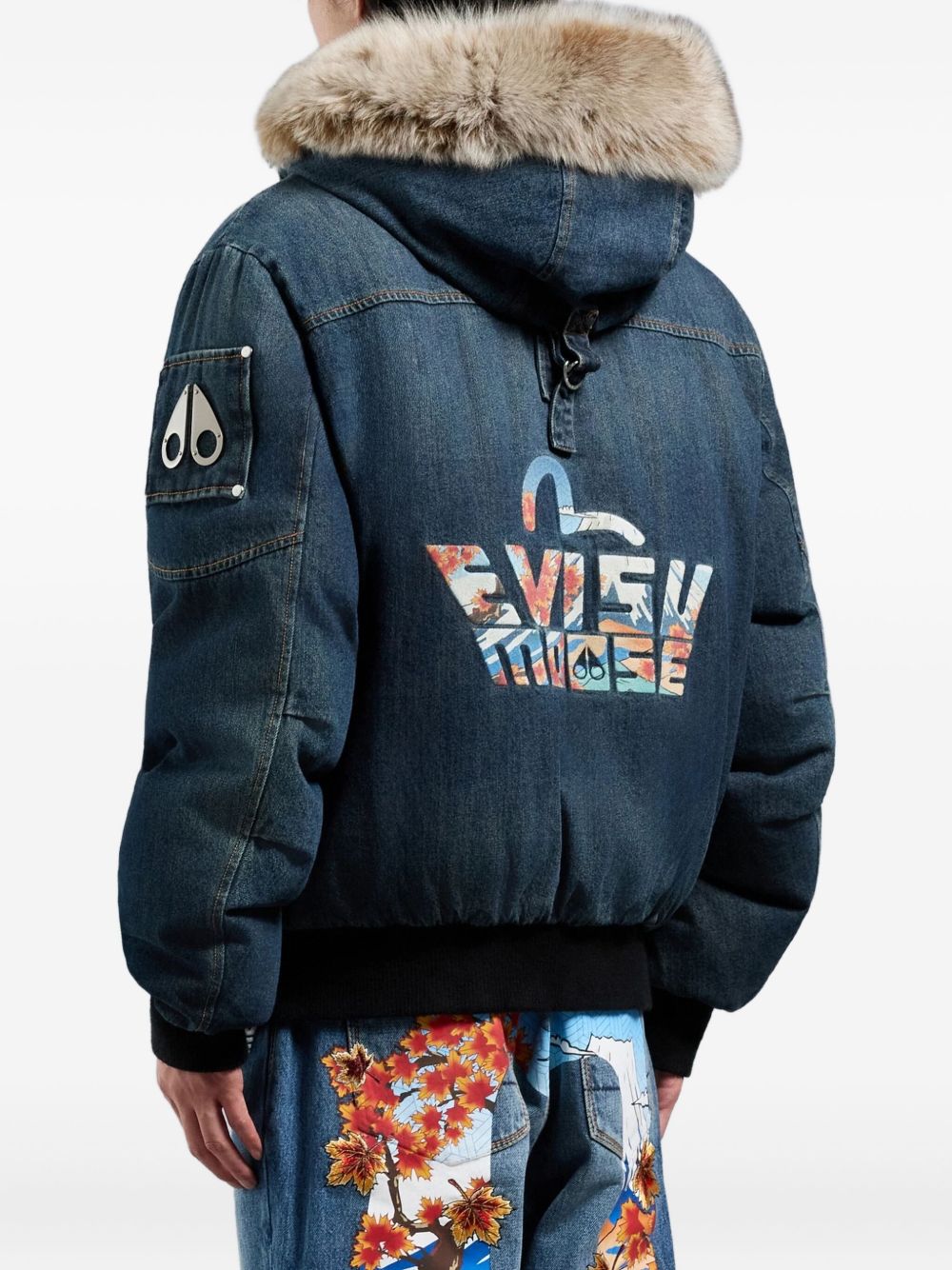 x Evisu textured-trim hooded jacket