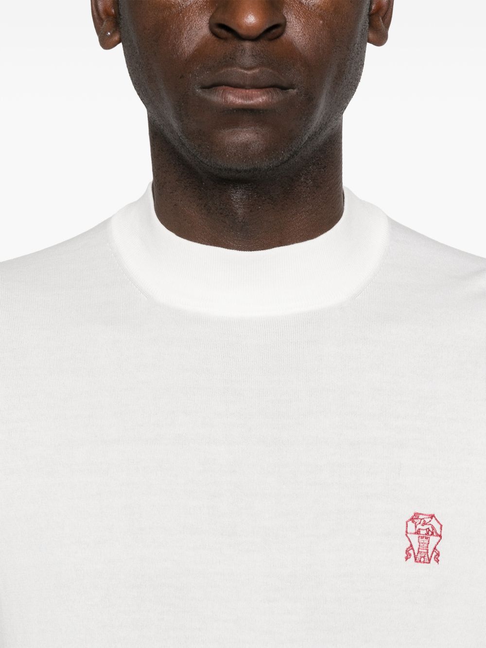 embroidered-logo knitted T-shirt 