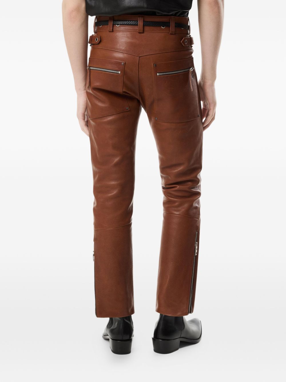 buckle leather trousers