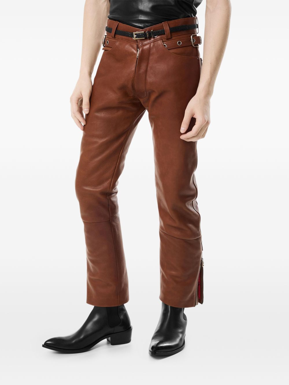 buckle leather trousers