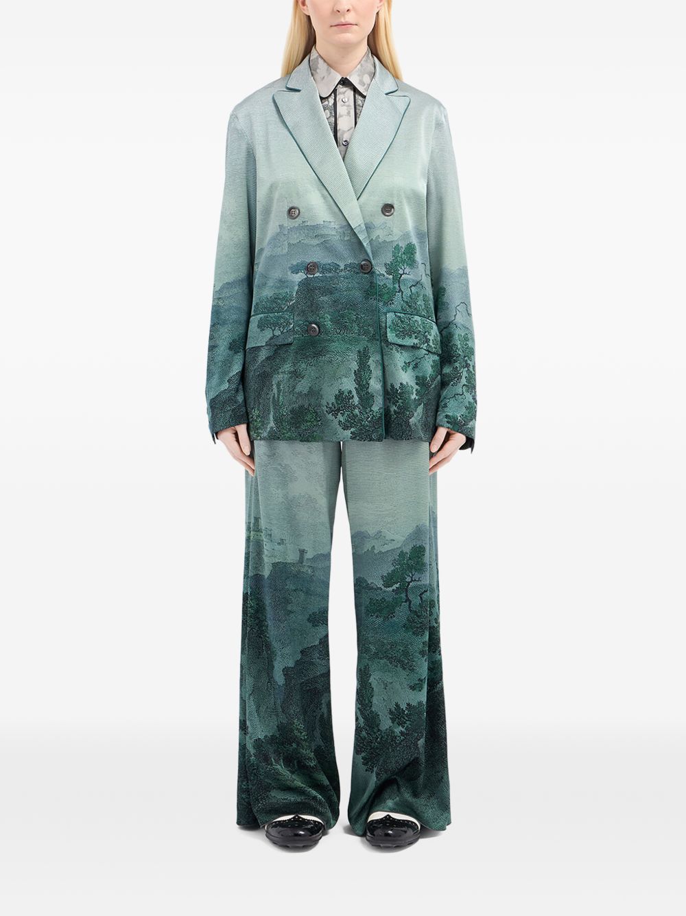 Adastrgum double-breasted landscape-printed jacket