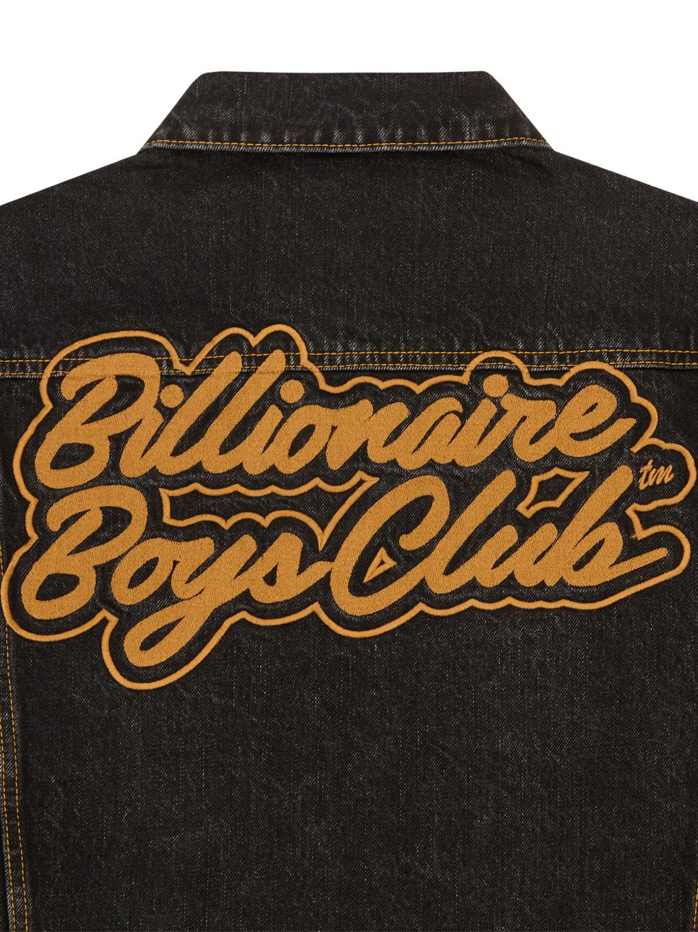 Script Cord Collar embroidered denim jacket