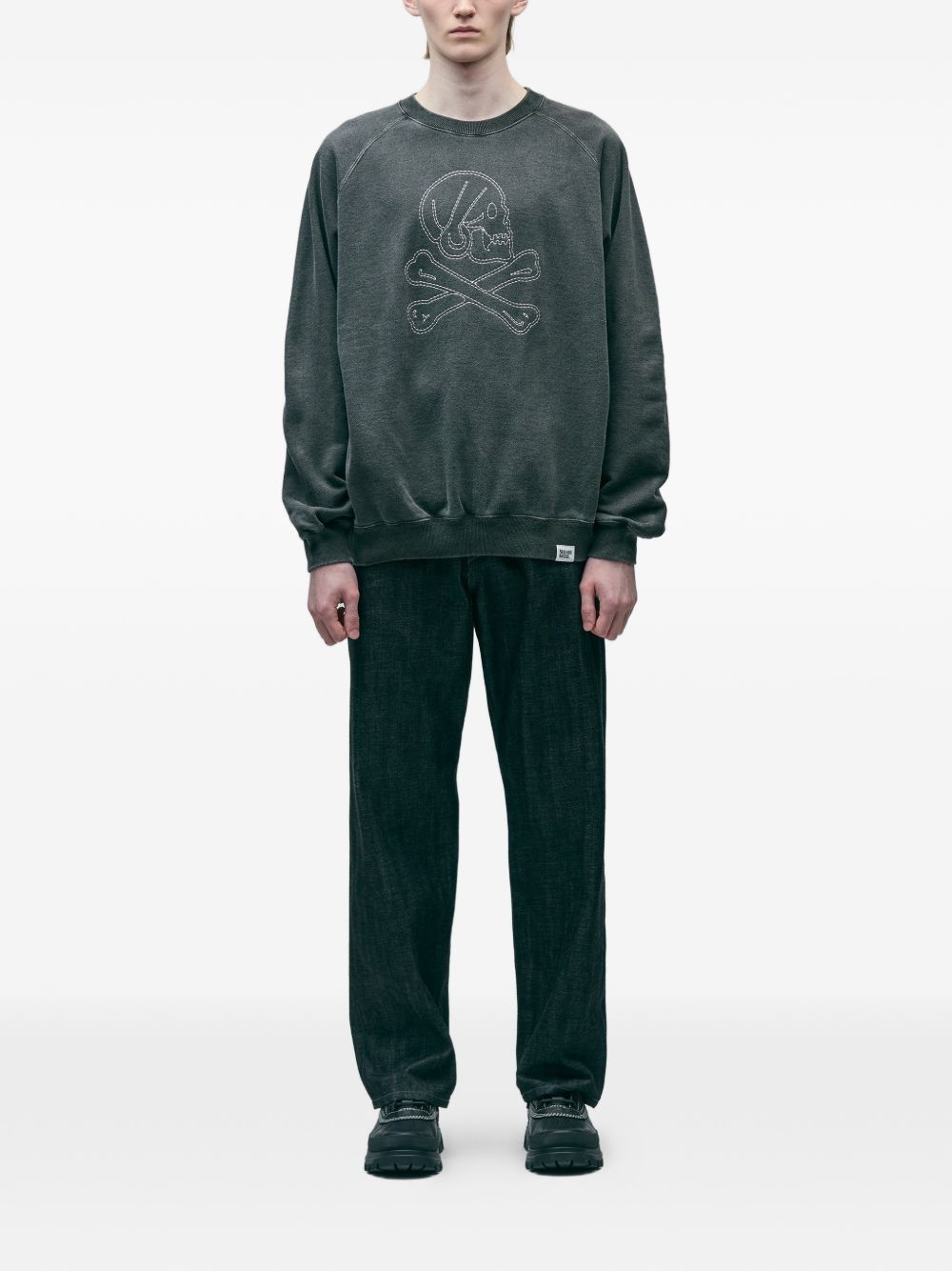 skull-embroidered sweatshirt