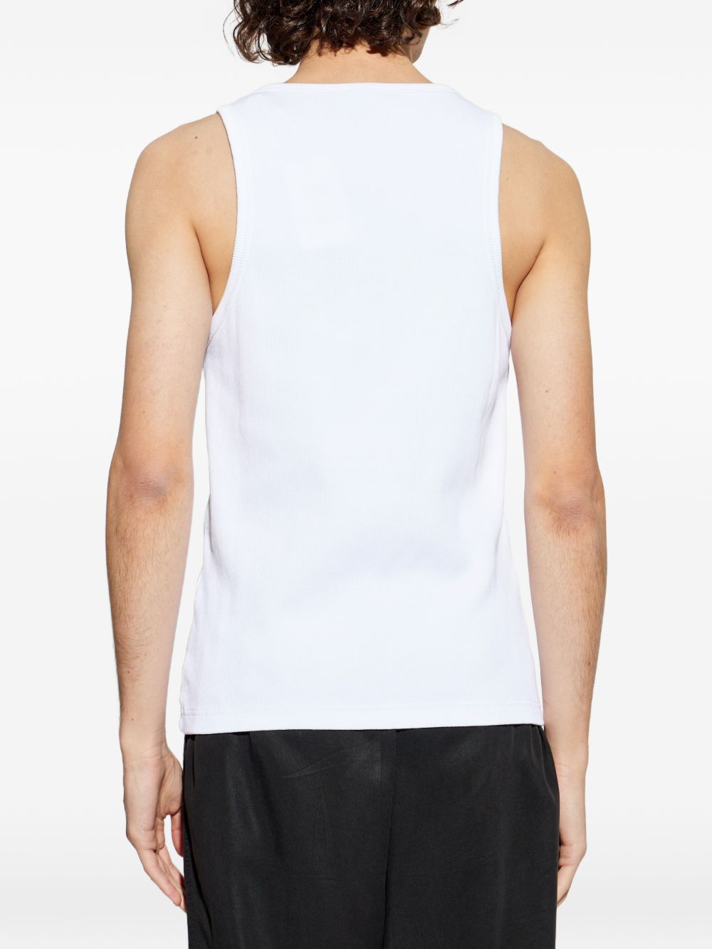 embroidered-logo ribbed tank top