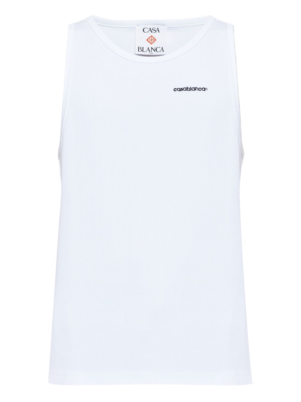 embroidered-logo ribbed tank top