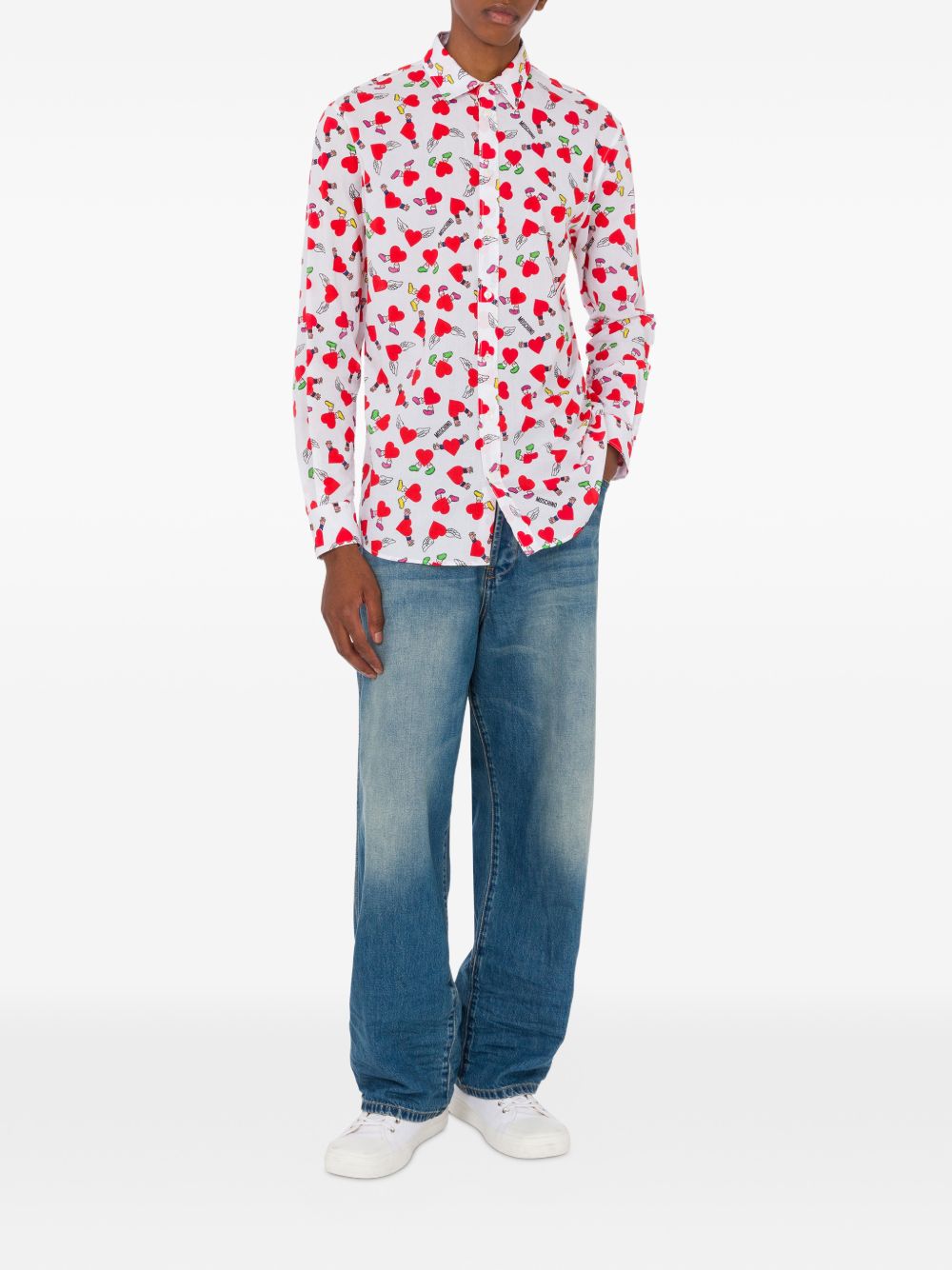 heart-print shirt