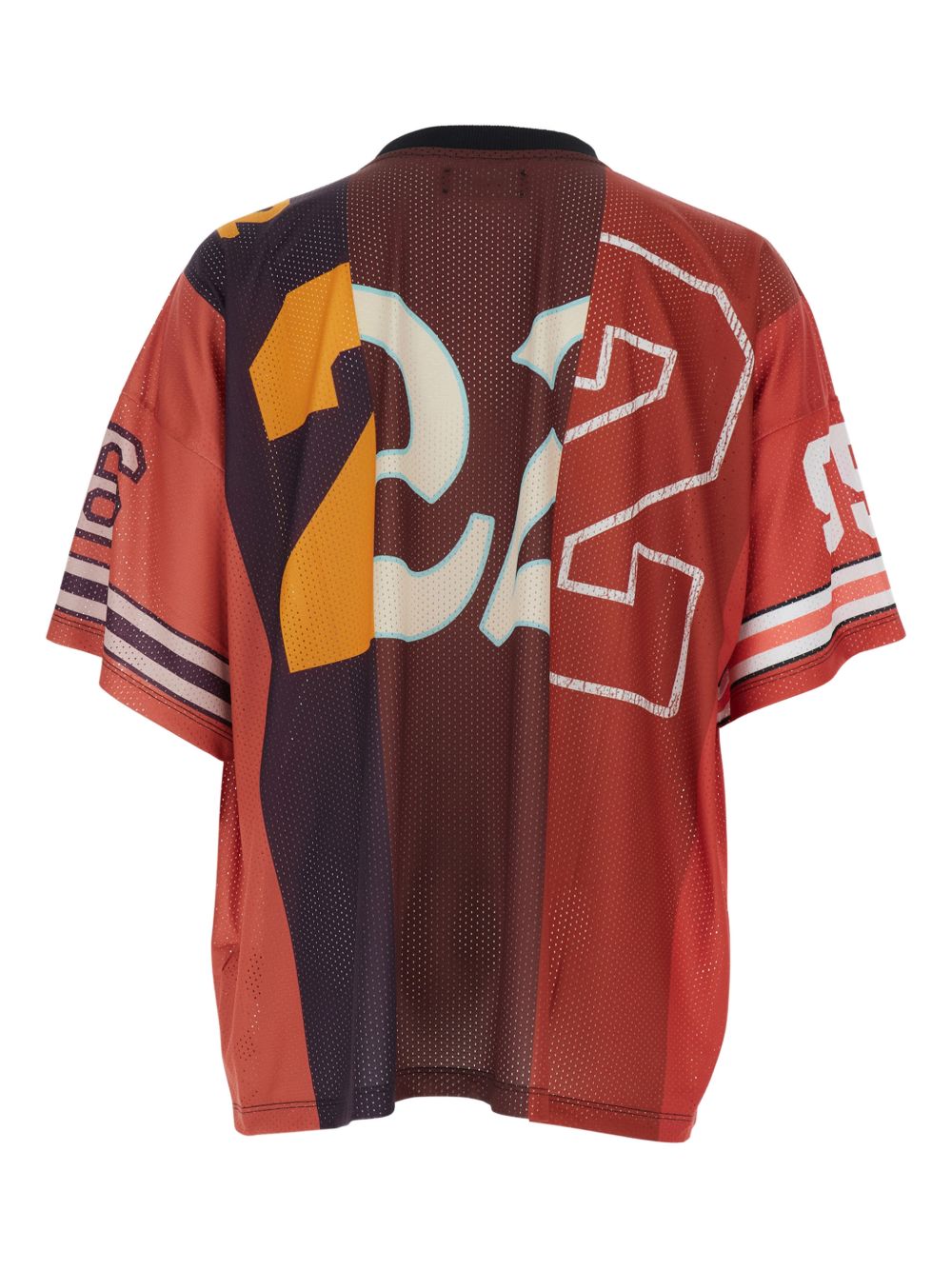 patchwork V-neck T-shirt