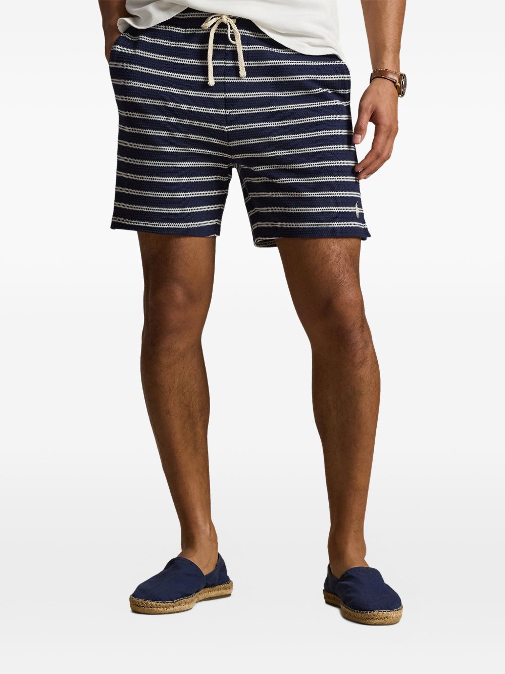 striped drawstring shorts