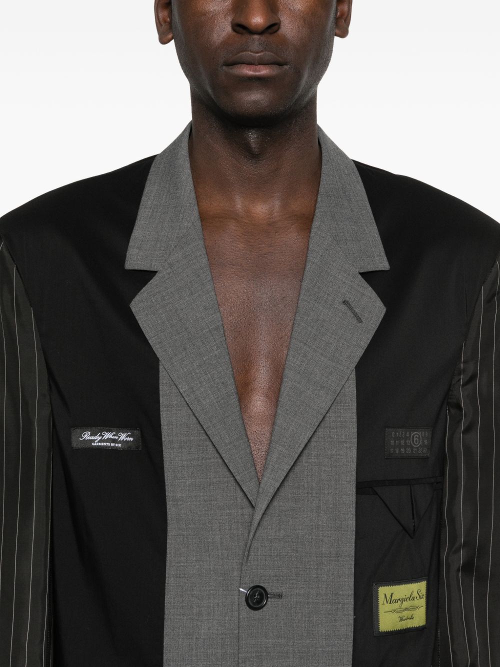 pinstripe panelled blazer