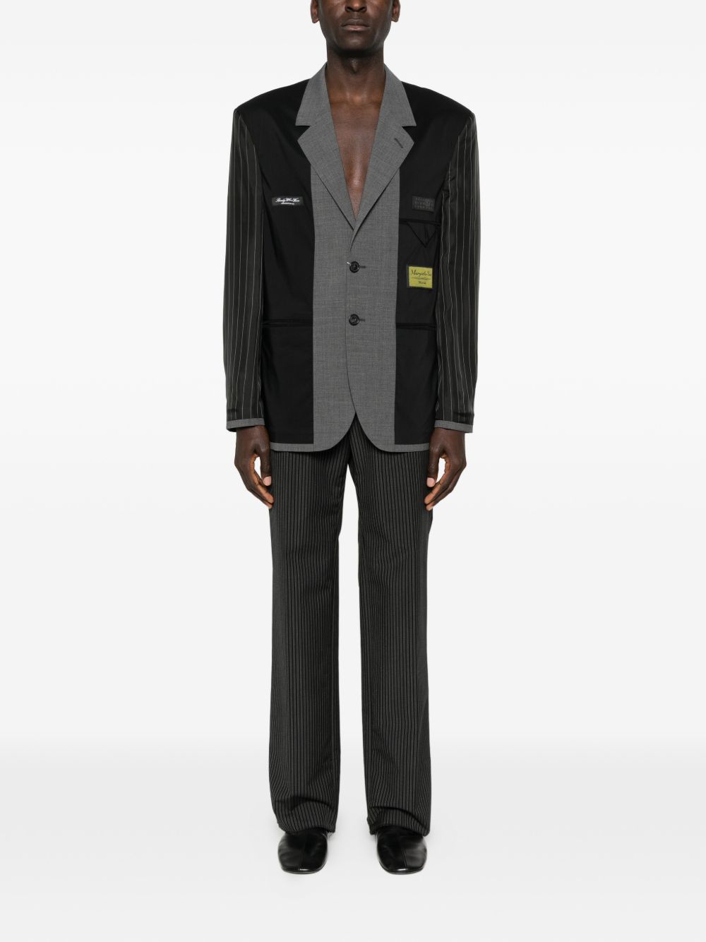 pinstripe panelled blazer