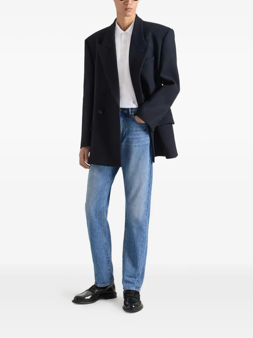 visible stitching flared trousers