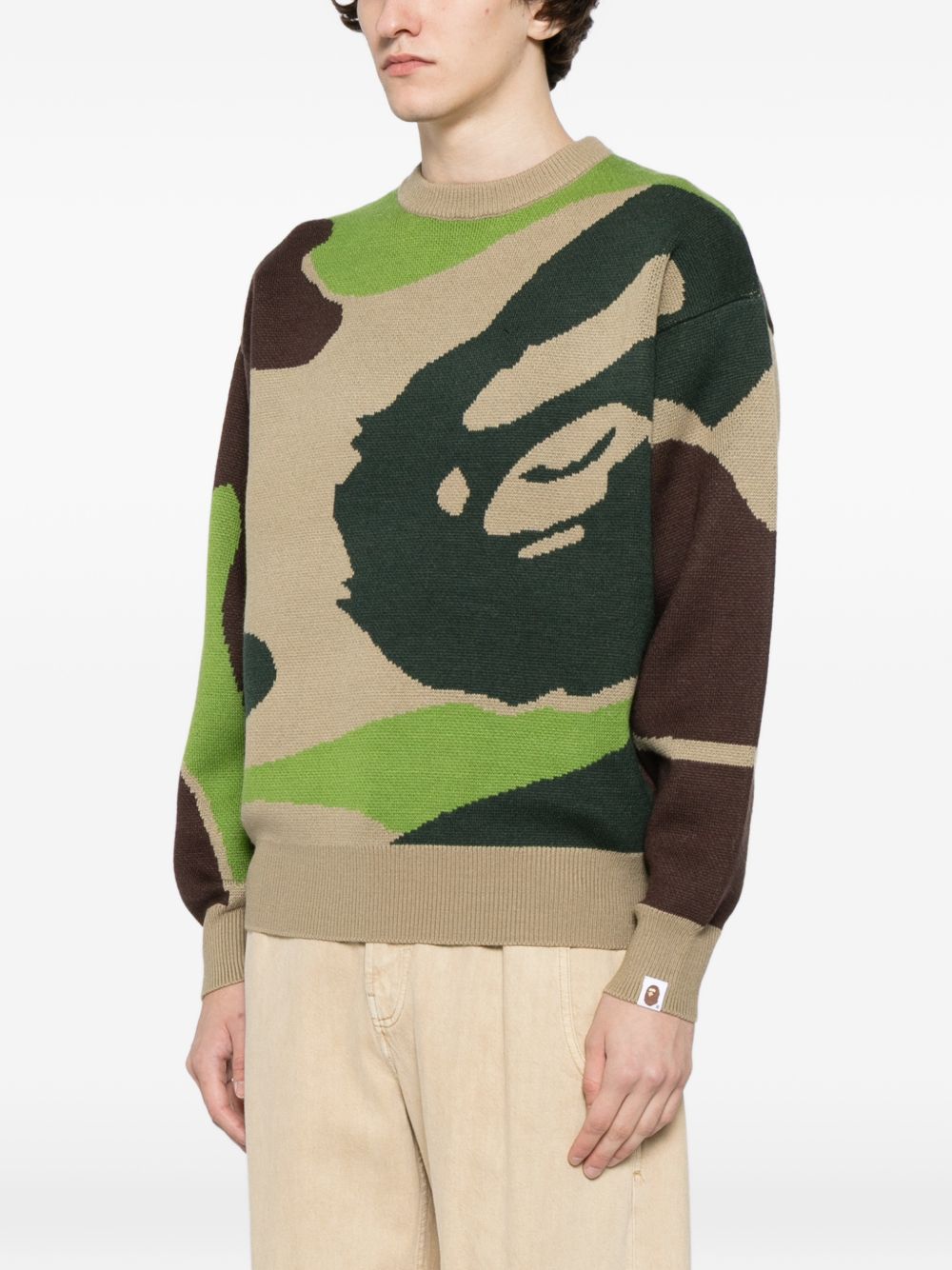 camouflage-print jumper