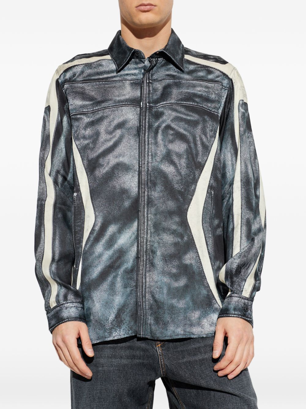 zip-fastening printed shirt