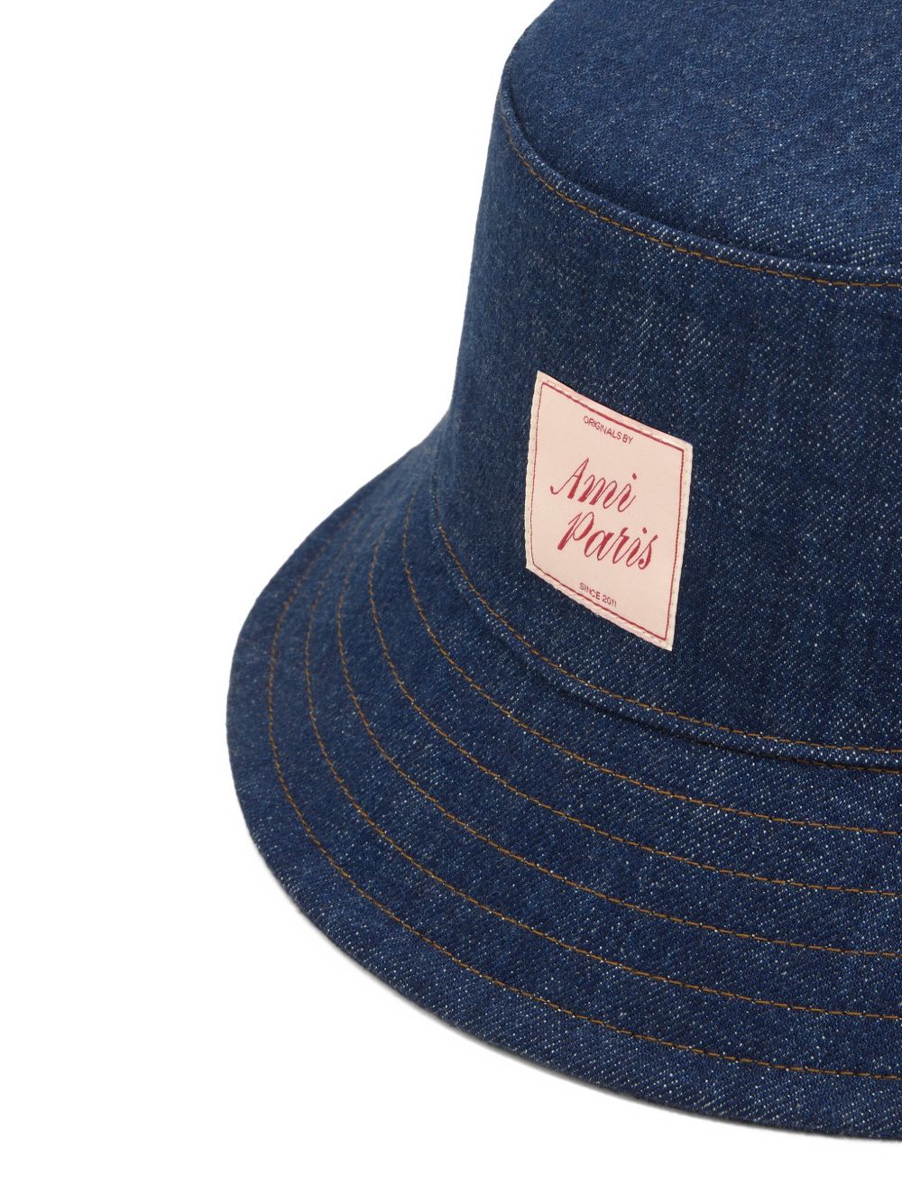 denim label-detail bucket hat