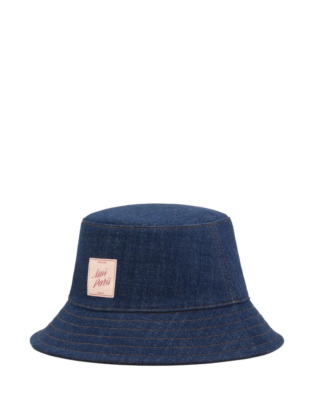 denim label-detail bucket hat