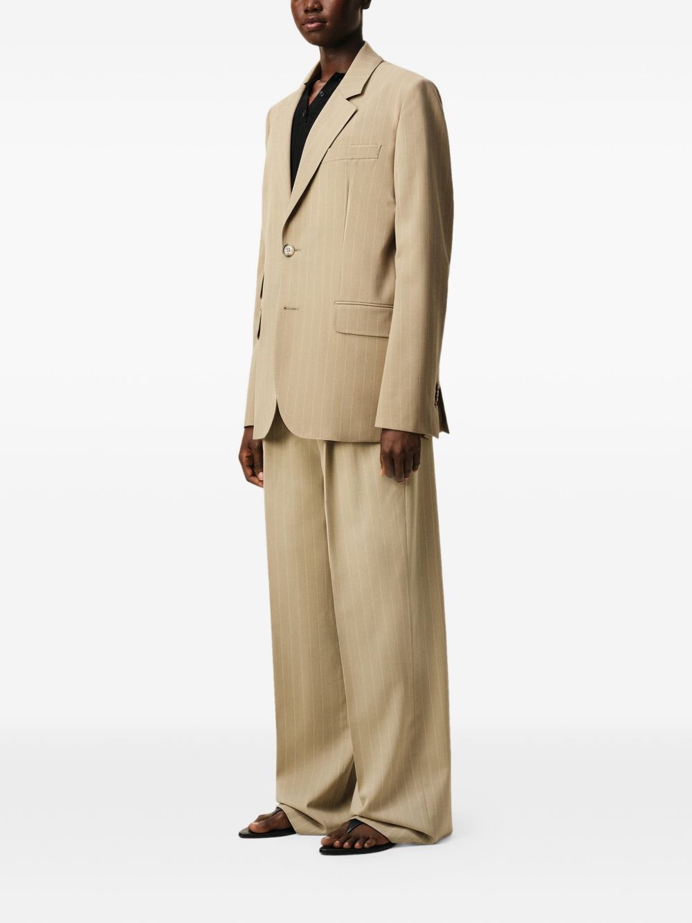 striped single-breasted blazer