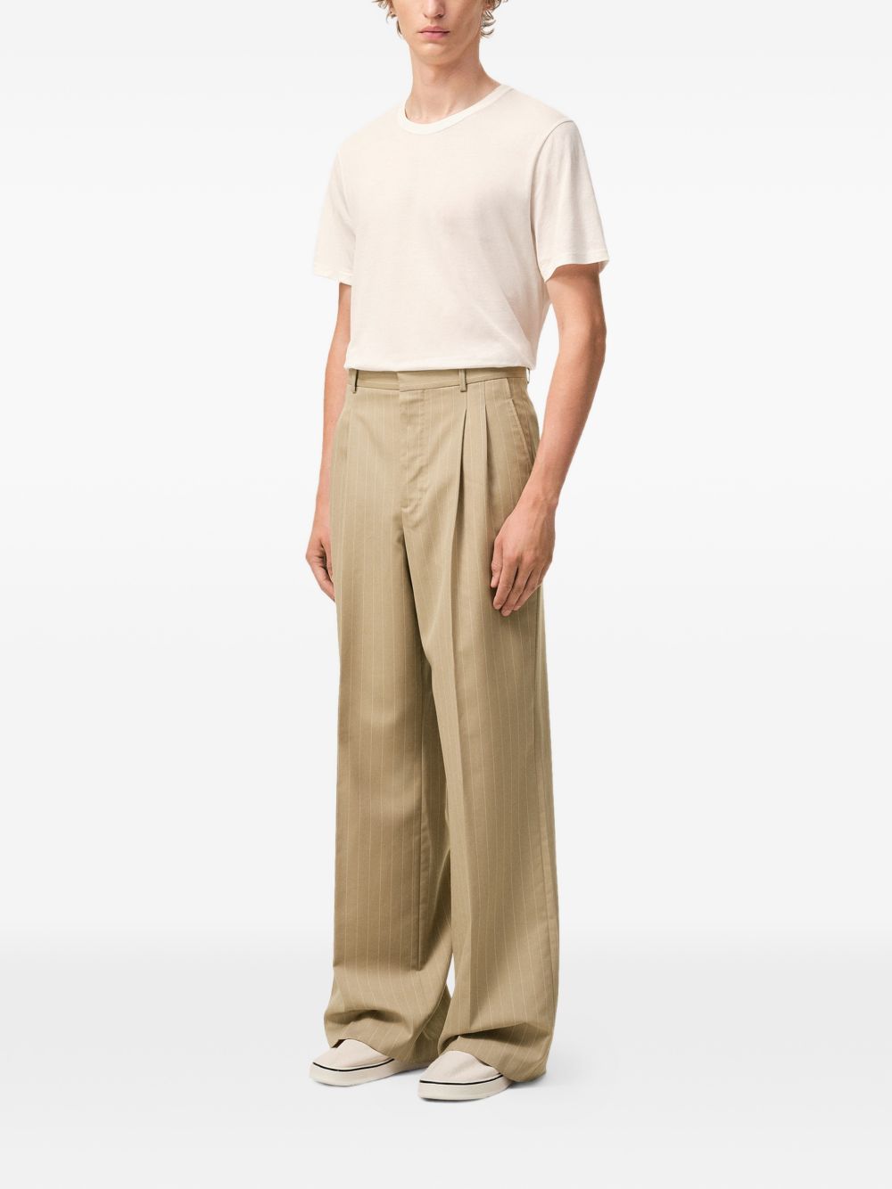 striped pleated trousers