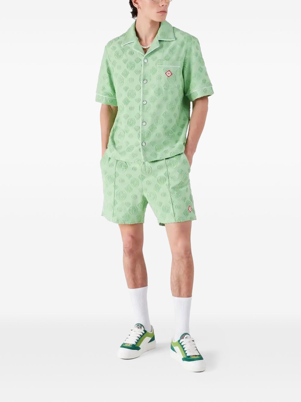 monogram-pattern track shorts