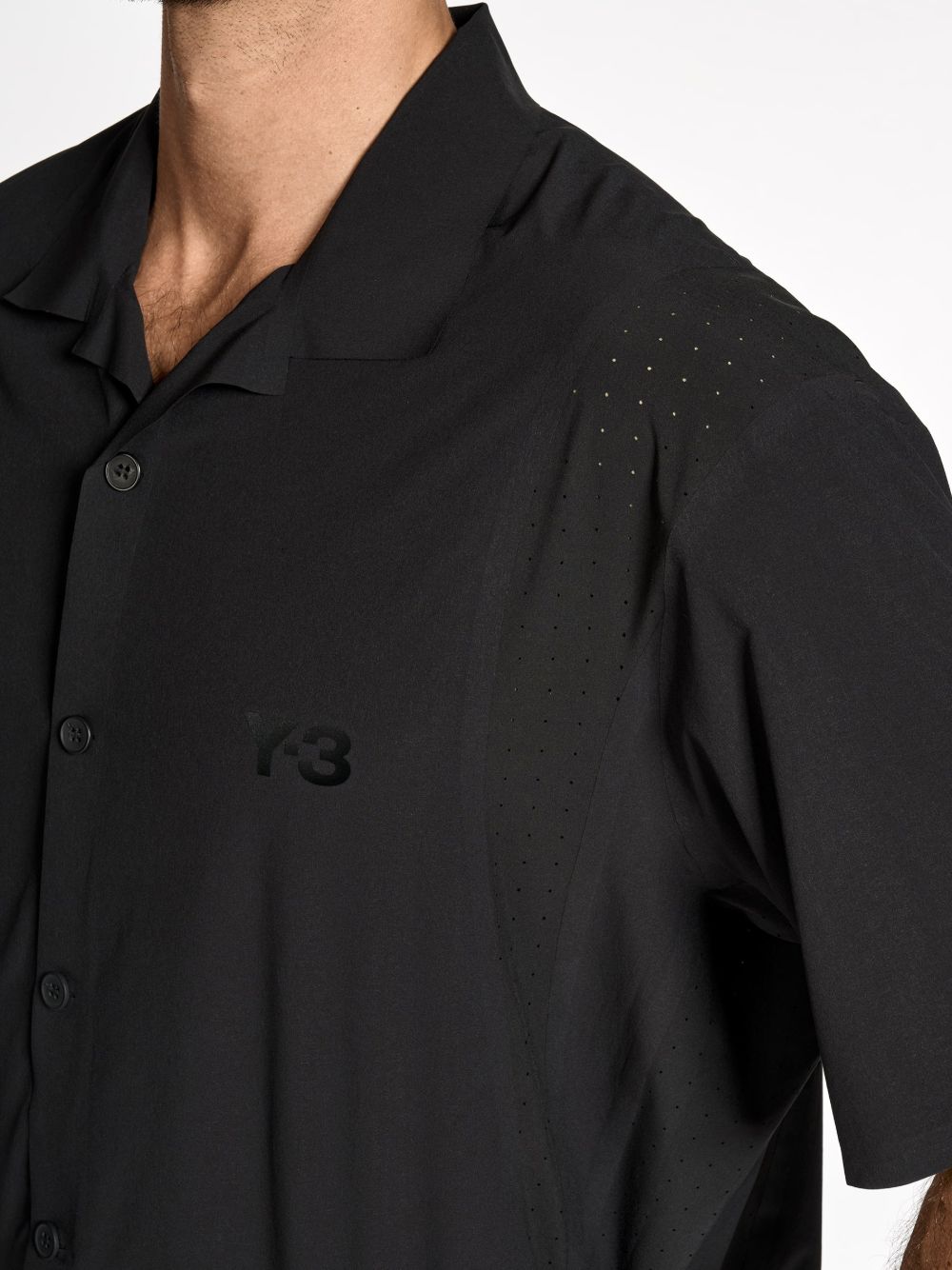 perforated-detail short-sleeve shirt