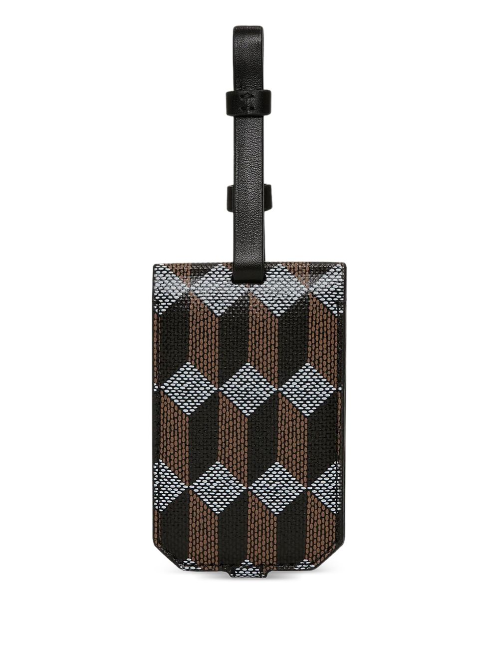 geometric print leather luggage tag